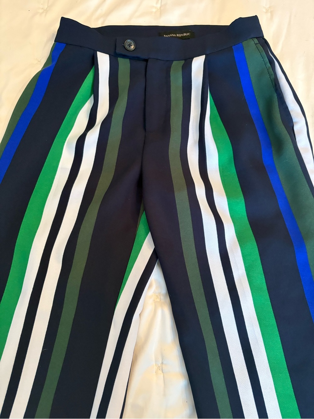 Banana Republic Striped Chinos in Navy, Green & White - Picture 7 of 10
